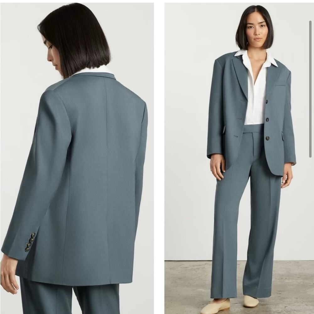 Everlane The ’80s Italian Wool Blazer teal oversized 3 button office casual - Picture 1 of 11
